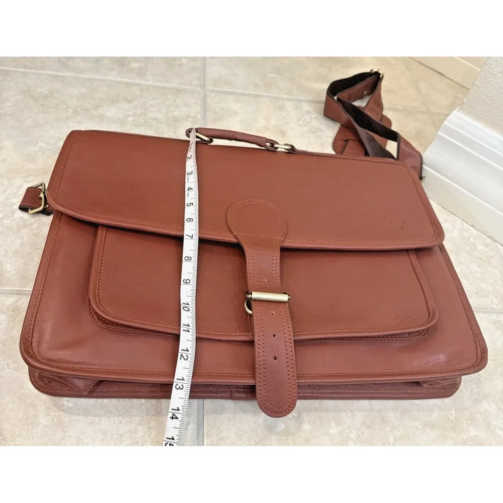 NEW James Leather Brown Briefcase Attaché Bag Career Travel Shoulder Teacher